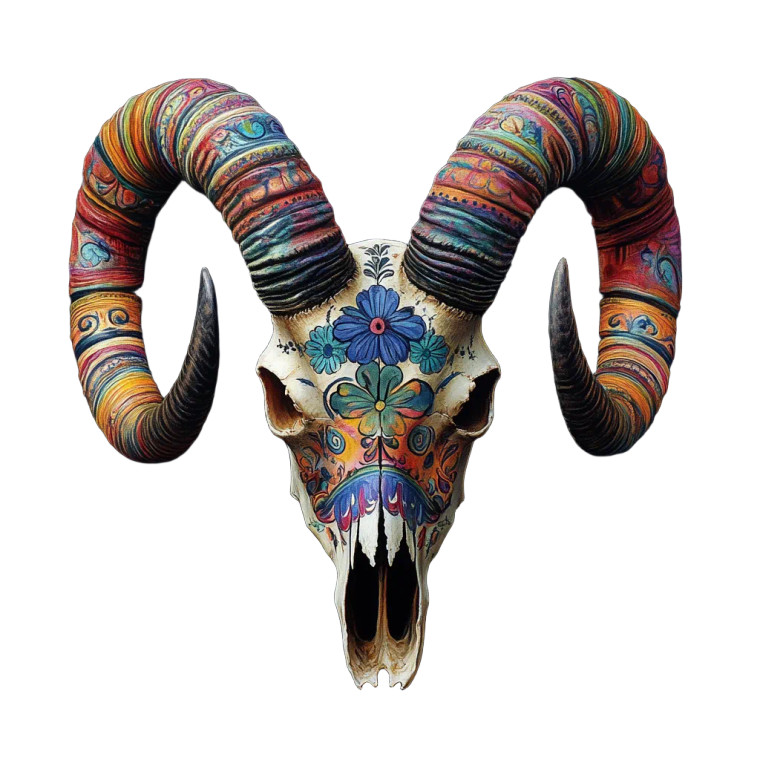 Day Of Dead Mouflon Vinyl Car Decal Sticker – Waterproof & UV-Resistant 8"
