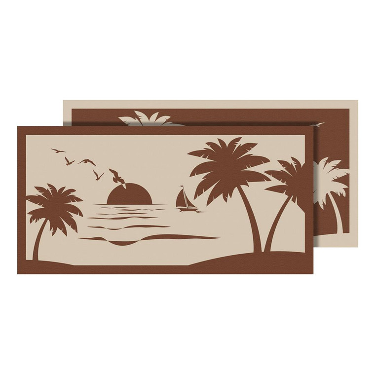 Faulkner Beach and Palm Tree Design Patio Mat | 18x9, Reversible Polypropylene Fabric, Mold/Mildew Resistant