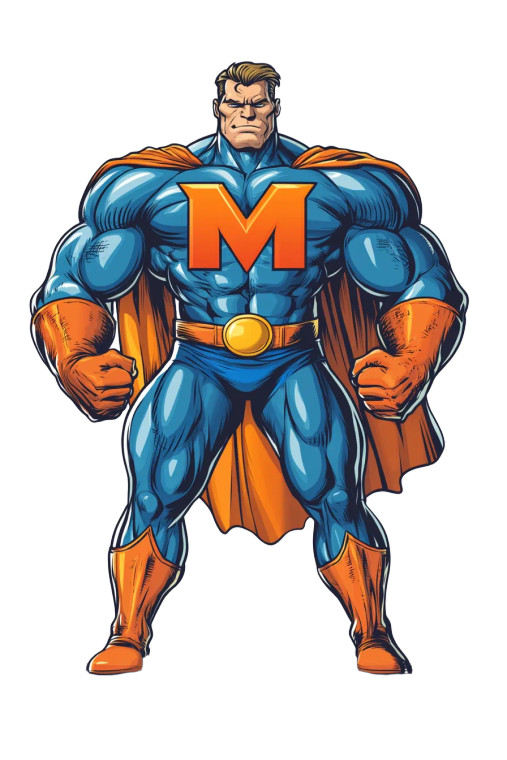 Muscular Superhero M Vinyl Car Decal Sticker – Waterproof & UV-Resistant 8"