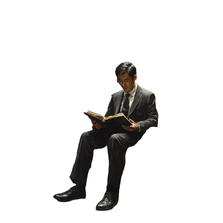 Asian Professor Reading Vinyl Car Decal Sticker – Waterproof & UV-Resistant 8"