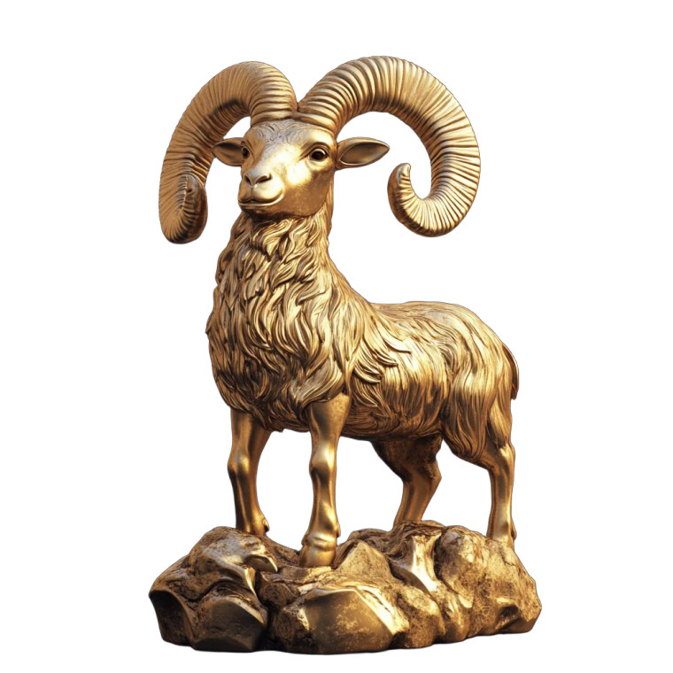 Golden Goat Statue V2 Vinyl Car Decal Sticker – Waterproof & UV-Resistant 8"