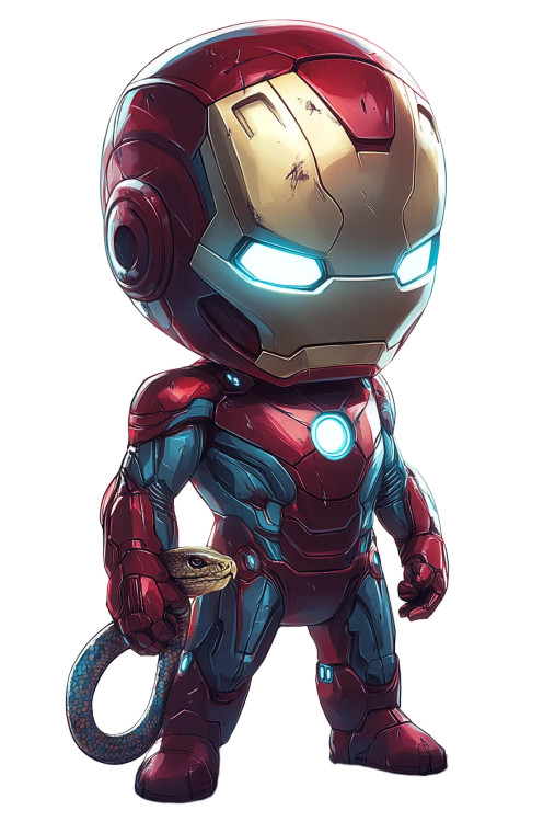 Chibi Ironman Snake Vinyl Car Decal Sticker – Waterproof & UV-Resistant 8"