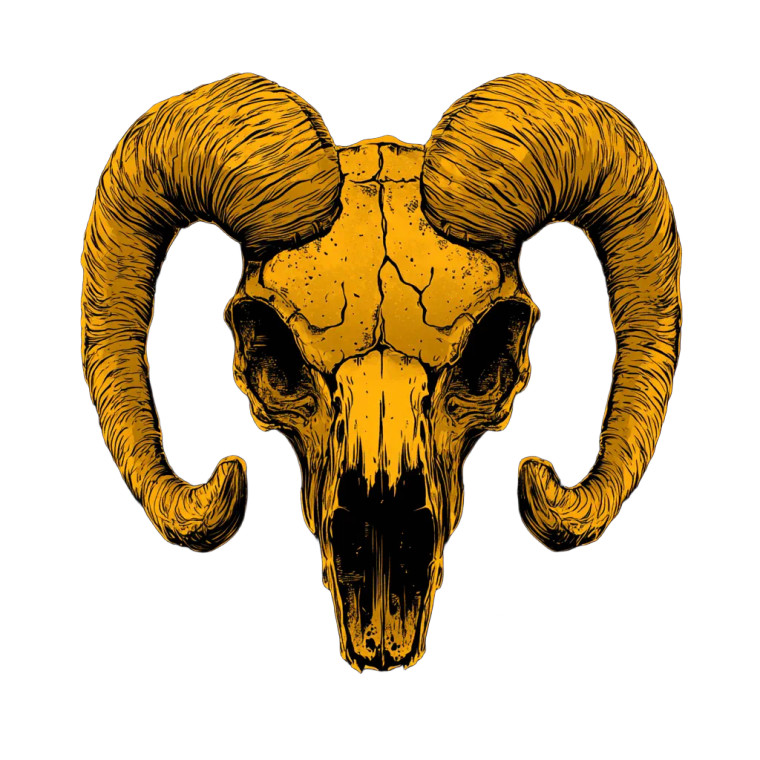 Golden Sheep Skull Vinyl Car Decal Sticker – Waterproof & UV-Resistant 8"