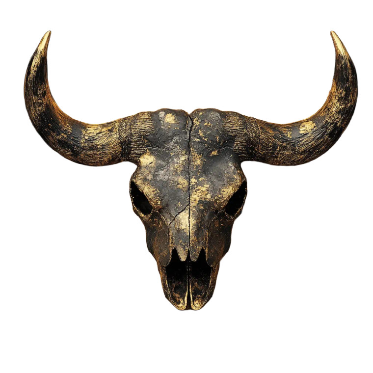 Golden Buffalo Skull Vinyl Car Decal Sticker – Waterproof & UV-Resistant 8"