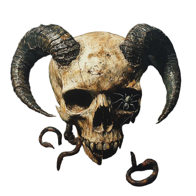 Horned Skull Fantasy Vinyl Car Decal Sticker – Waterproof & UV-Resistant 8"