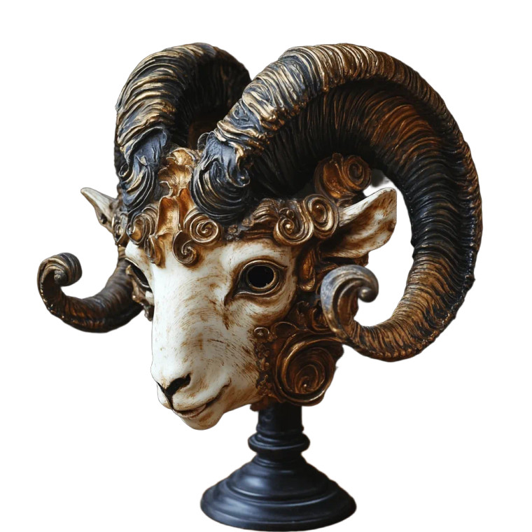 Creepy Victorian Ram Mask Vinyl Car Decal Sticker – Waterproof & UV-Resistant 8"