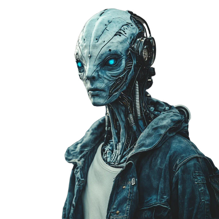 Alien Cyborg Creature V2 Vinyl Car Decal Sticker – Waterproof & UV-Resistant 8"