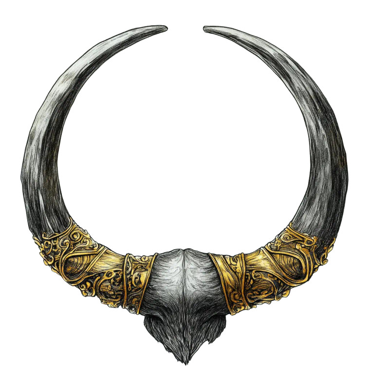 Golden Buffalo Horn Vinyl Car Decal Sticker – Waterproof & UV-Resistant 8"