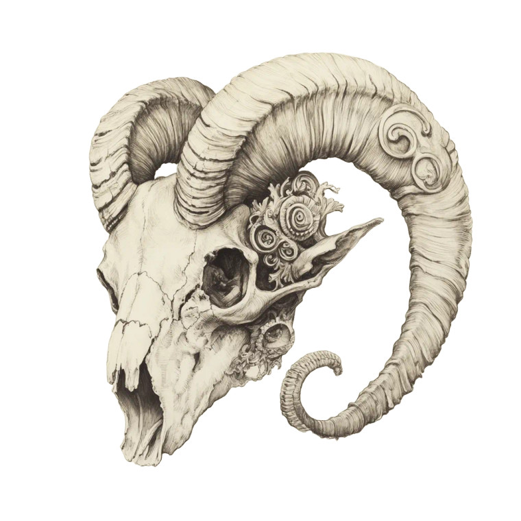 Ram Skull Drawing V3 Vinyl Car Decal Sticker – Waterproof & UV-Resistant 8"