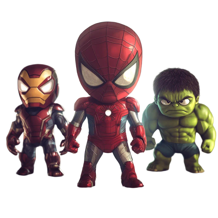 Chibi Superhero Trio Vinyl Car Decal Sticker – Waterproof & UV-Resistant 8"