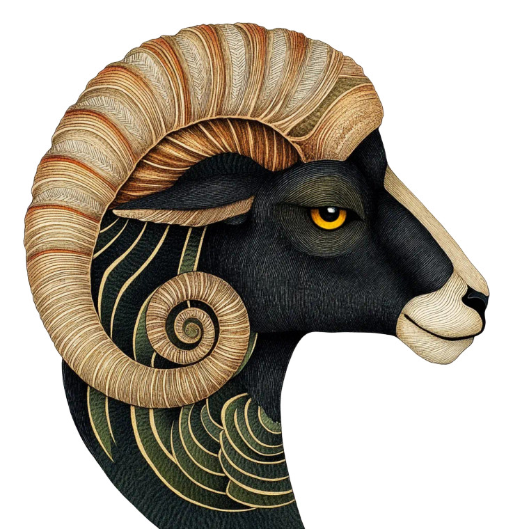 Art Deco Ram Vinyl Car Decal Sticker – Waterproof & UV-Resistant 8"