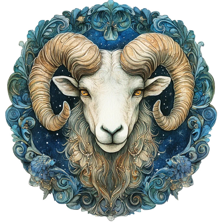 Aries Zodiac Illustration Vinyl Car Decal Sticker – Waterproof & UV-Resistant 8"