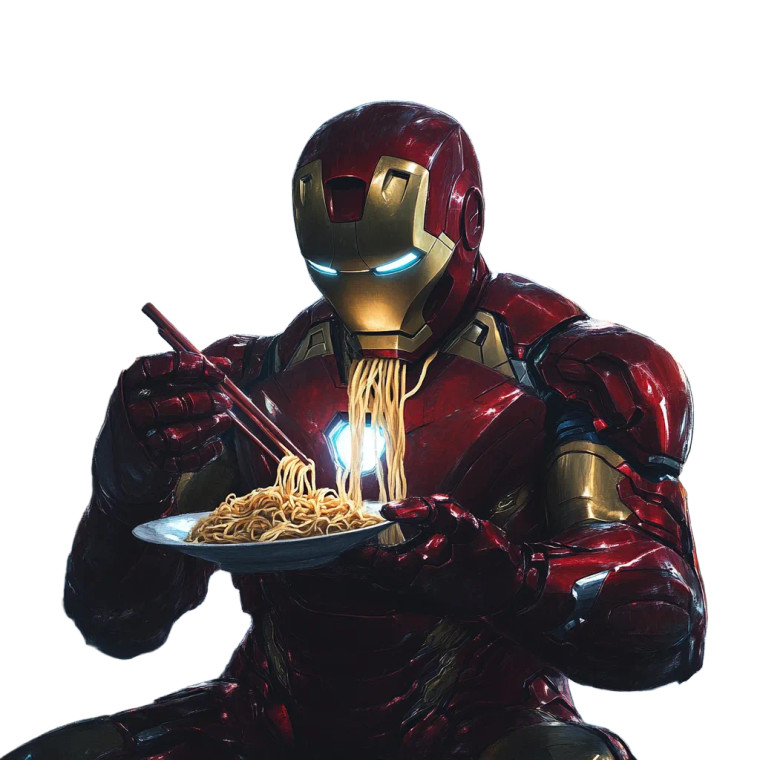 Iron Man Noodles Vinyl Car Decal Sticker – Waterproof & UV-Resistant 8"
