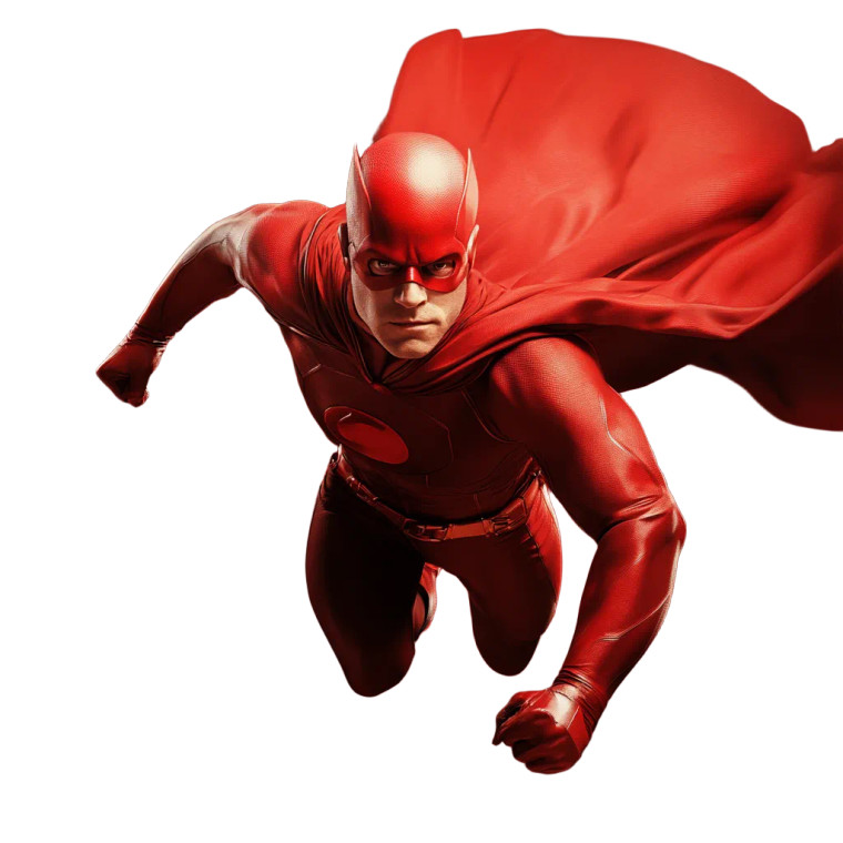 Red Flying Superhero Vinyl Car Decal Sticker – Waterproof & UV-Resistant 8"