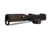Cerakoted and laser engrave pistol slide featuring the topo pattern with a matching radian ramjet.