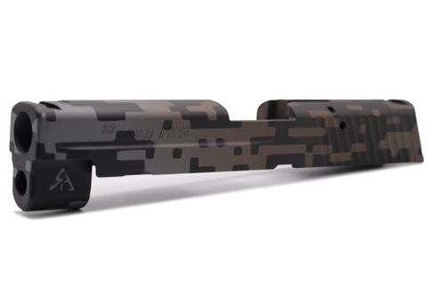 Digital Chromatic Bronze Storm Cerakote finish highlighting the chromatic undertones, crisp digital camouflage textures, and seamless fade transitions