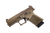 Side profile of a custom-built Glock 19 Gen 3 clone with SCT SC19 Coyote frame and in-house Spectral Fade Cerakote Norsso slide, highlighting premium firearm customization, Cerakote craftsmanship, and striker-fired performance.