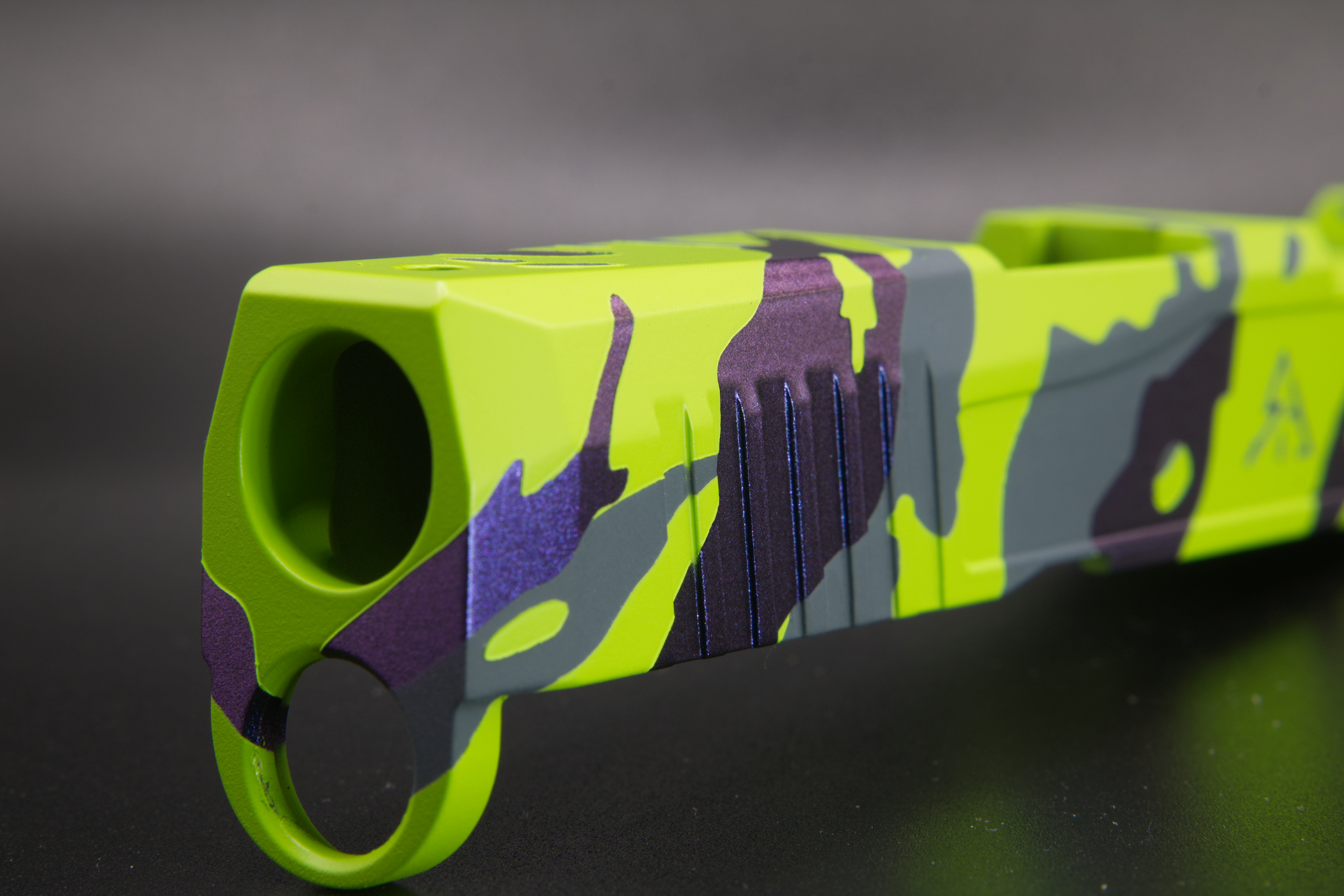 Macro shot of Venom Nova tiger stripe Cerakote finish