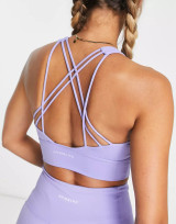 Gym King Dominate back detail medium support sports bra in lilac