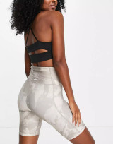 Reebok Yoga printed high waisted legging shorts in grey