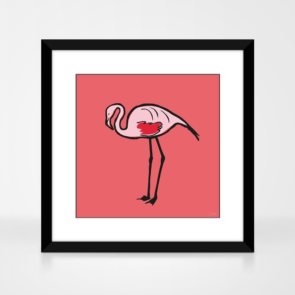 Flamingo Black Framed Print by Jacky Al-Samarraie