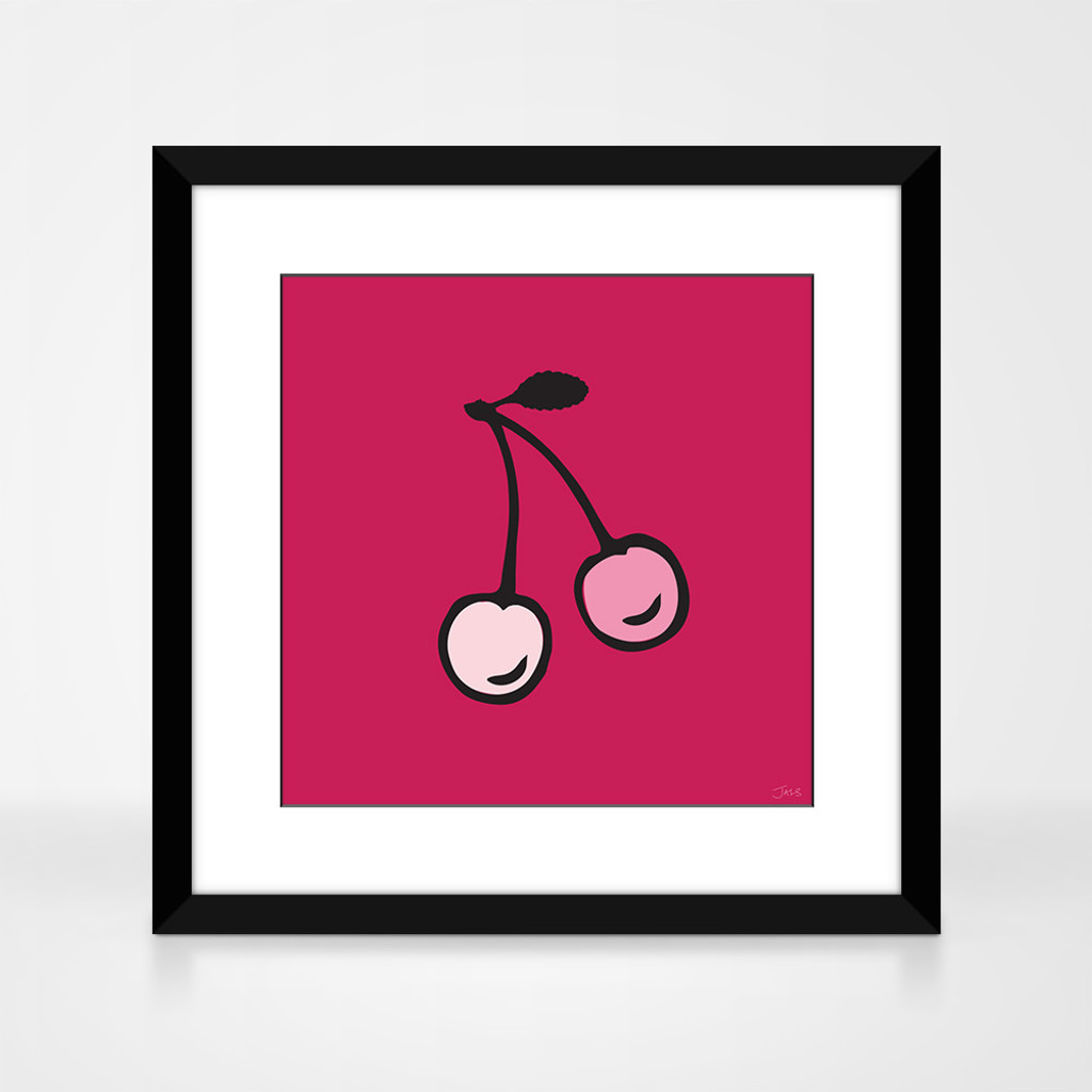 Cherry Fruit Print in a Black wood frame by Jacky Al-Samarraie