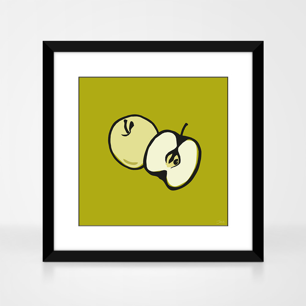 Apple fruit print in a black wood frame by Jacky Al-Samarraie.