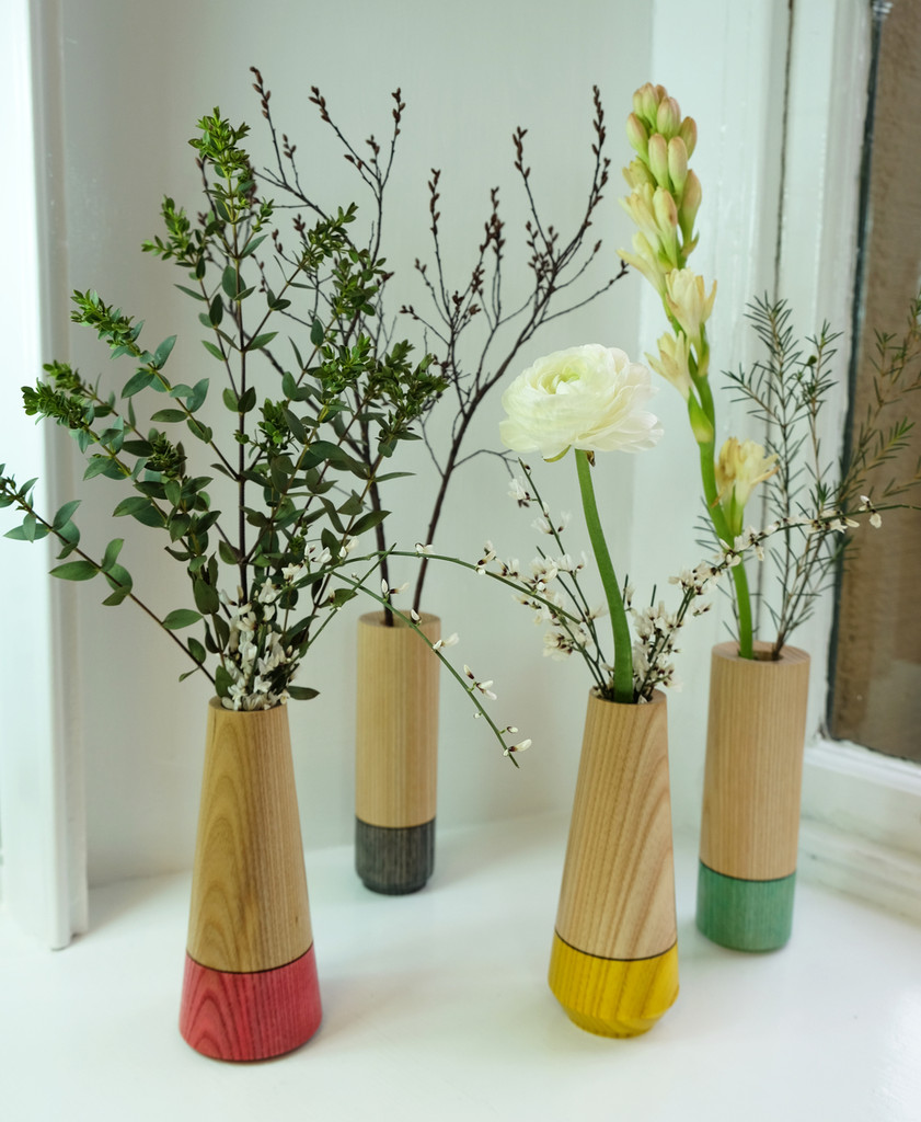 Wood Stem Vase Group