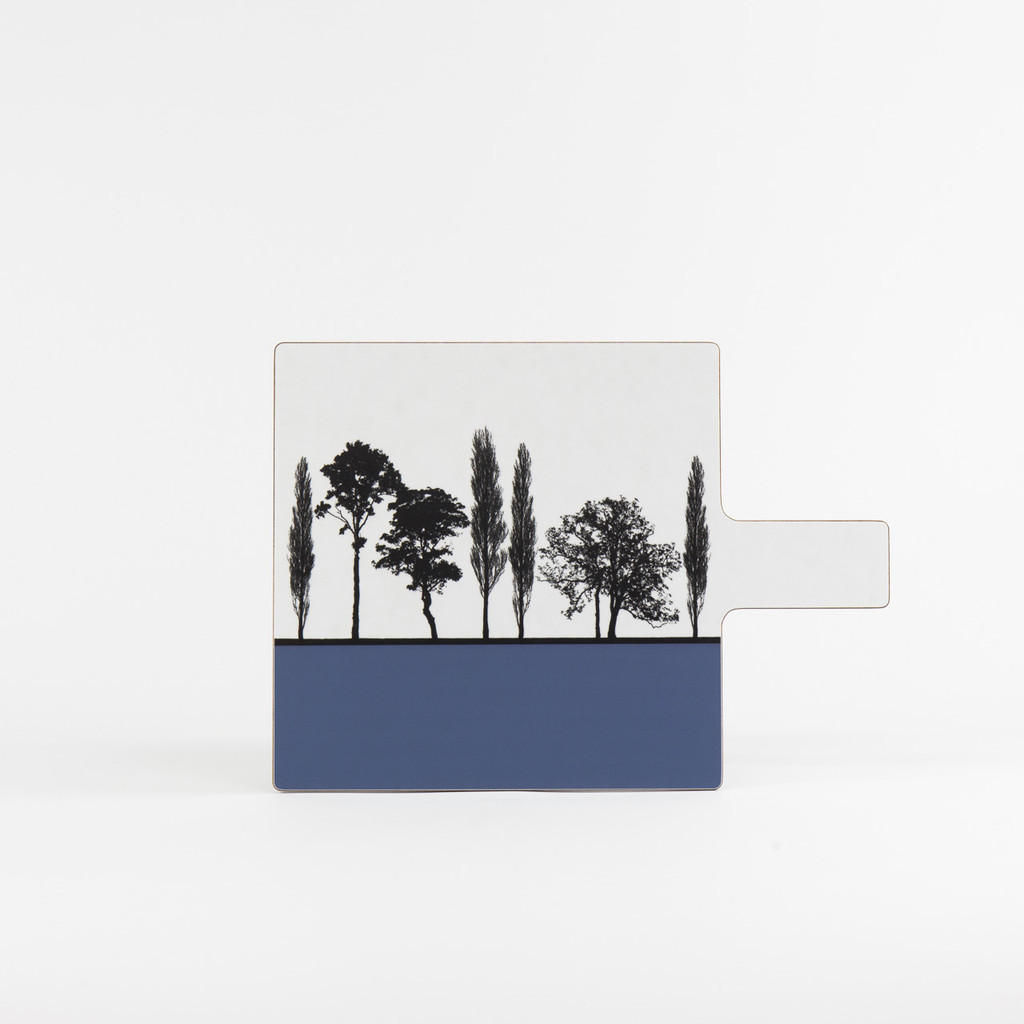 Blue British landscape melamine chopping board by designer Jacky Al-Samarraie