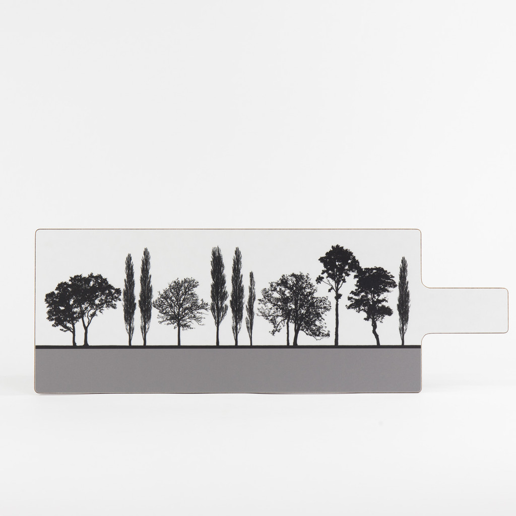 Grey British landscape melamine chopping board by designer Jacky Al-Samarraie