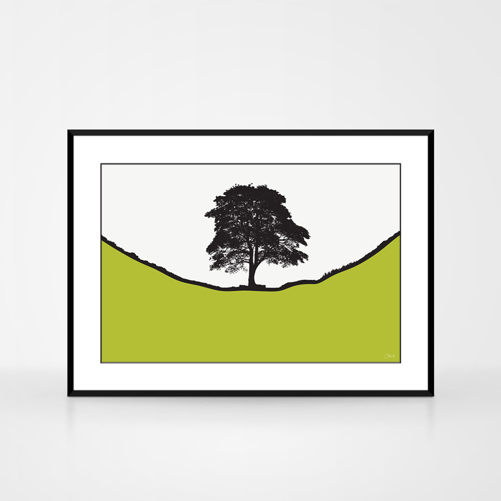 Jacky Al-Samarraie Landscape Print of Sycamore Gap, framed.