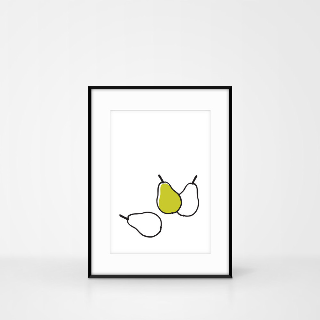 Framed Pear screen-print frame size 30 x 40cm by Jacky Al-Samarraie