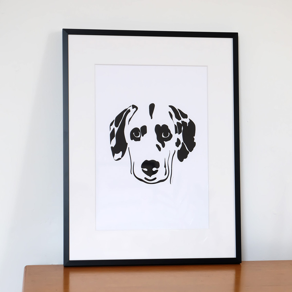 Dalmatian dog screen print in black by Jacky Al-Samarraie