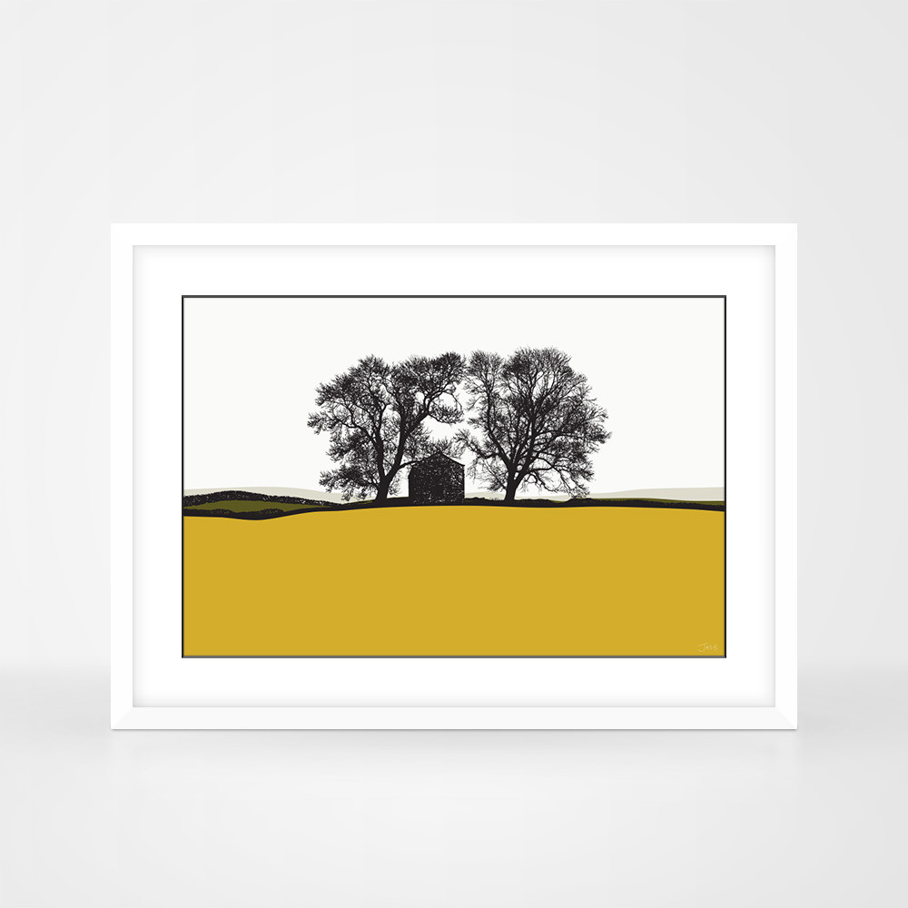Jacky Al-Samarraie Conistone Yorkshire Dales Landscape Print-Mustard