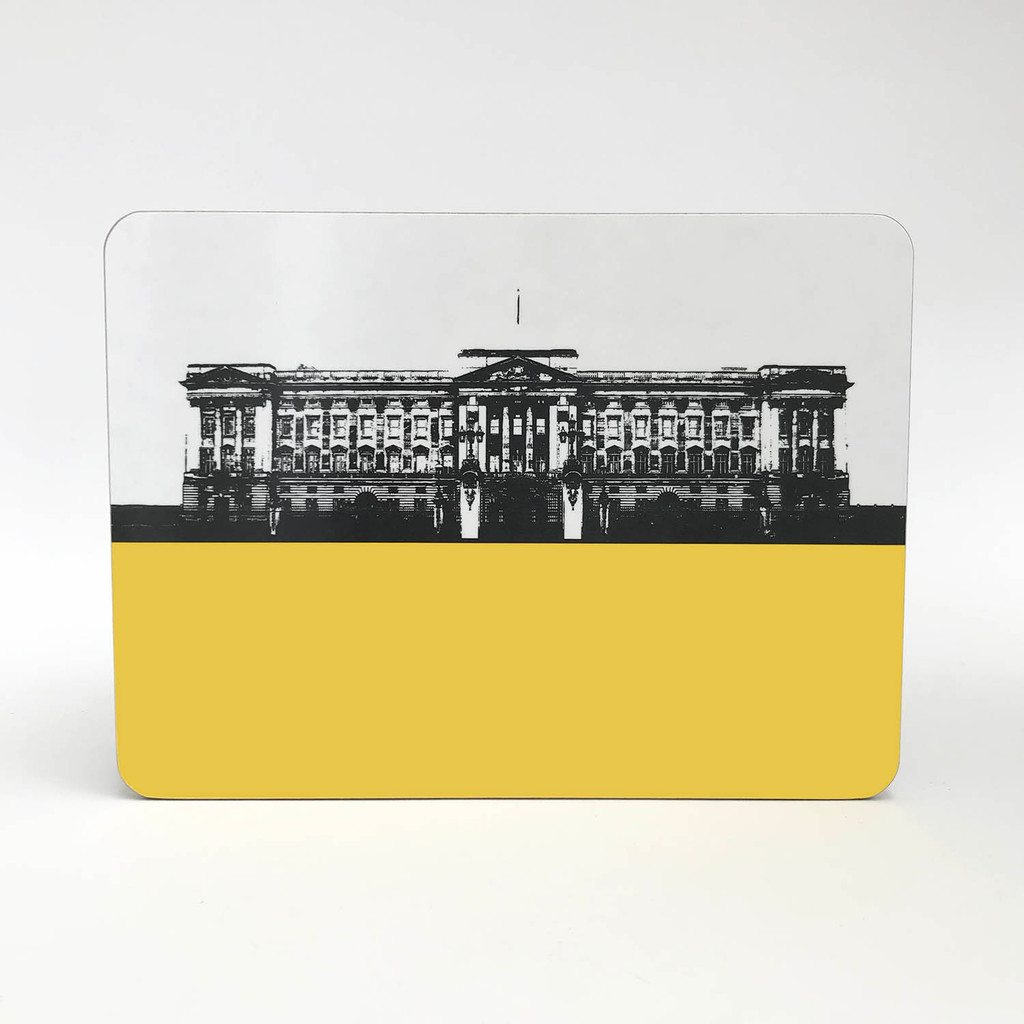 Buckingham Palace melamine table mat in yellow by Jacky Al-Samarraie