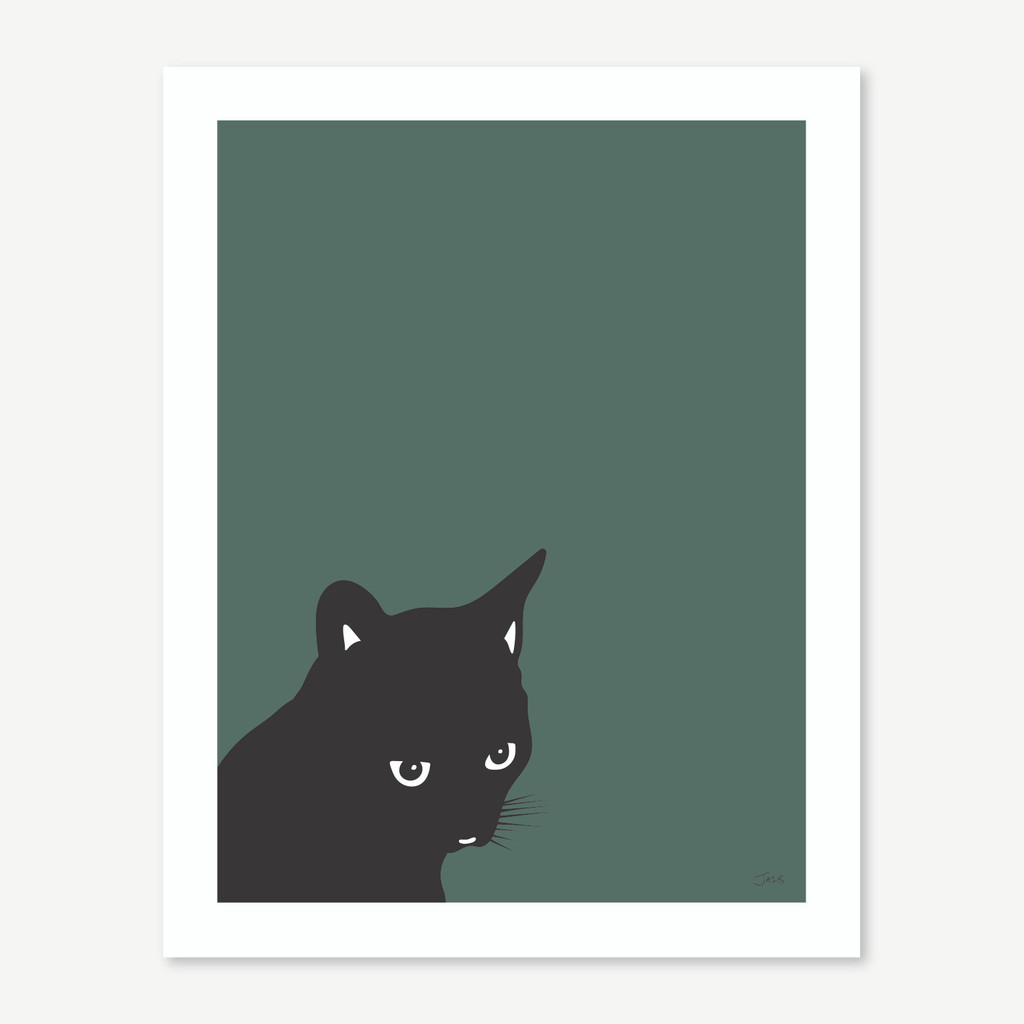 Jacky Al-Samarraie Black Cat Print Teal