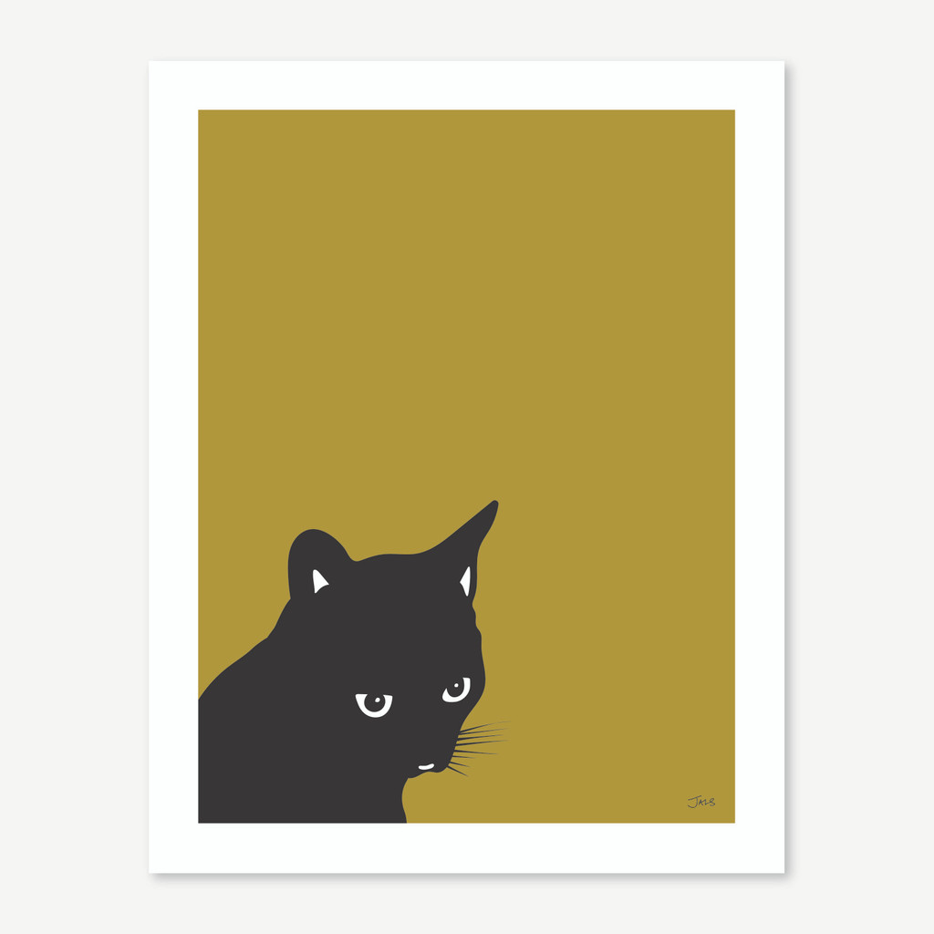 Jacky Al-Samarraie Black Cat Print Mustard