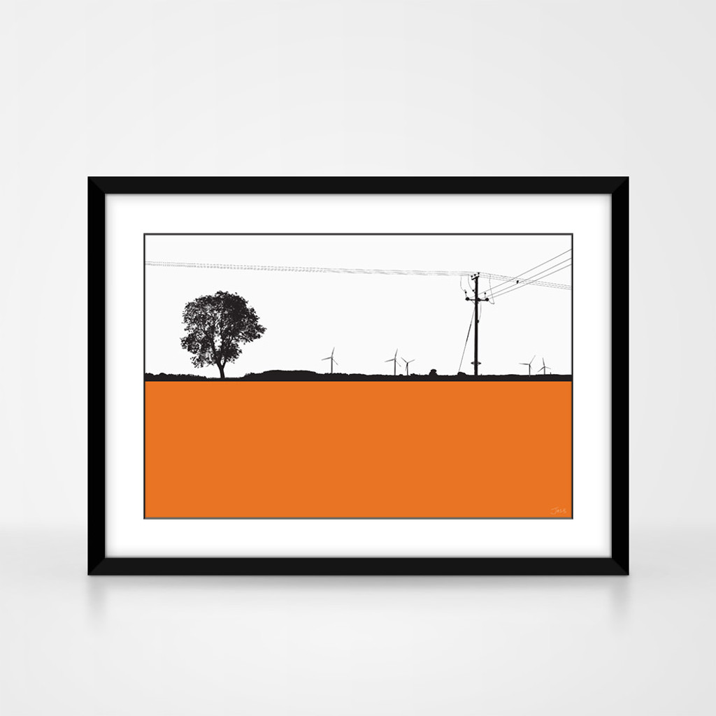 Art landscape print of Beverley, North Yorkshire by designer Jacky Al-Samarraie, mounted and framed.