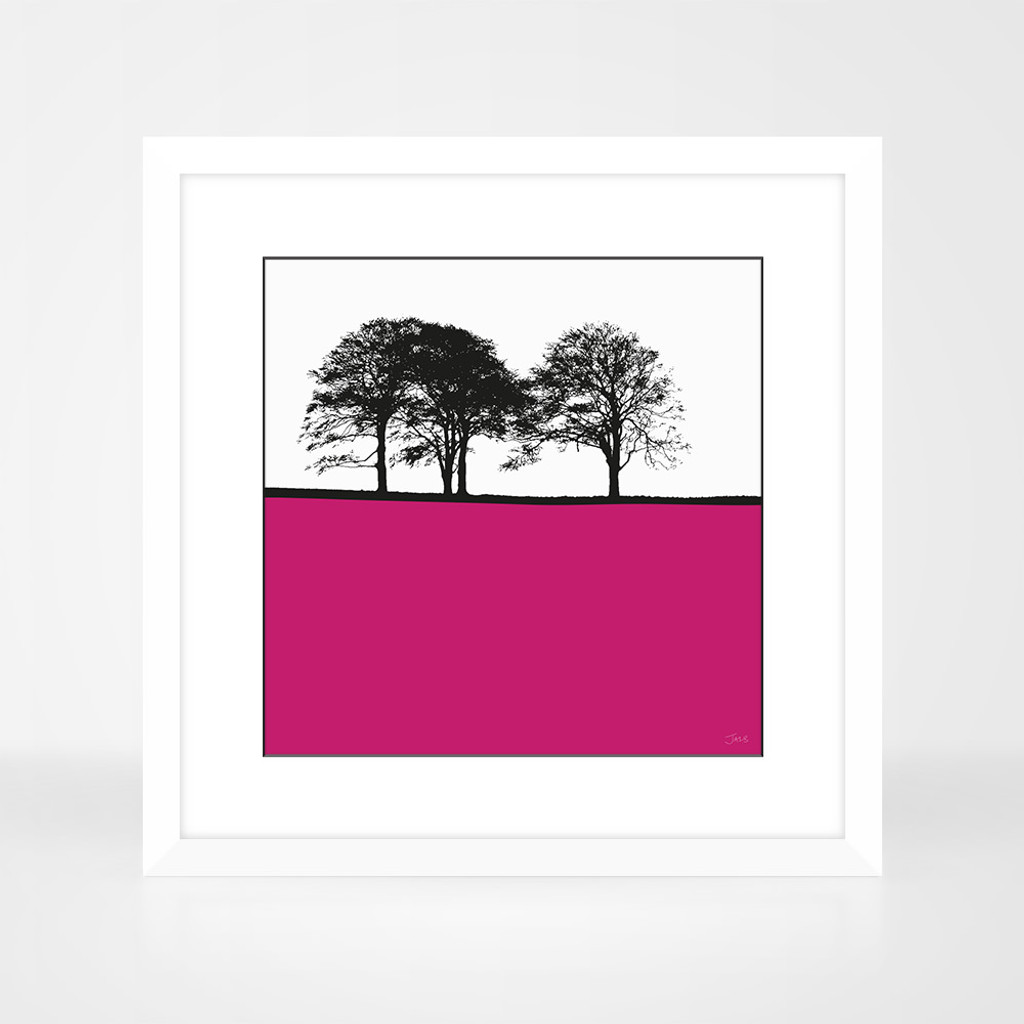 Landscape print of West Bretton, West Yorkshire by designer Jacky Al-Samarraie.  The print is shown in a frame for reference.