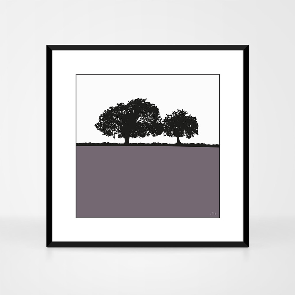 Landscape print of Old Sodbury, Gloucestershire by designer Jacky Al-Samarraie.  The print is shown in a frame for reference.