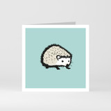 A modern graphic greeting card of a cute hedgehog by designer Jacky Al-Samarraie