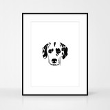 Jacky Al-Samarraie dalmatian dog screen print shown in large black frame