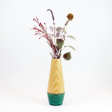 Teal Diamond shape wood stem vase by Jacky Al-Samarraie