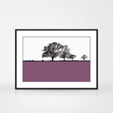 Landscape print of Cockermouth in Cumbria, England by designer Jacky Al-Samarraie. The print is shown in a frame for reference.