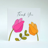 Pink & yellow floral thank you card by Jacky Al-Samarraie