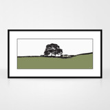Leeds and Liverpool Canal, Skipton landscape print by designer Jacky Al-Samarraie, in a black aluminium frame.