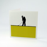 Golfer greeting card by Jacky Al-Samarraie