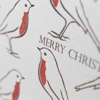 Jacky Al-Samarraie Robin Repeat Letterpress Christmas Card