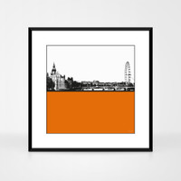 Print of the London Eye and Westminster by designer Jacky Al-Samarraie. Shown in frame for reference.