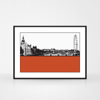 Jacky Al-Samarraie Westminster and London Eye Cityscape Print